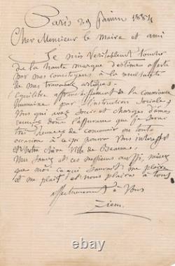 Félix Ziem sa ville Beaune et son maire Paul Bouchard lettre autographe signée