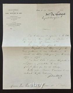 Ferdinand de LESSEPS Canal de Suez Lettre signée Signed letter 1875