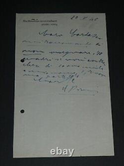 Filippo De Pisis Lettre autographe signée avec entête (FEDRO XXIII.) 1956