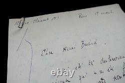 Florise LONDRES LETTRE AUTOGRAPHE SIGNÉE, À Henri BEREAUD, NOVEMBRE 1939