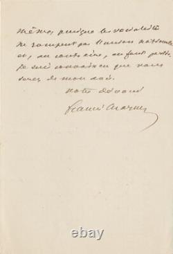 Francis CHARMES Lettre autographe signée Guerre