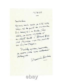 Francis POULENC / Lettre autographe signée / Le Bal Masqué / Cantate profane