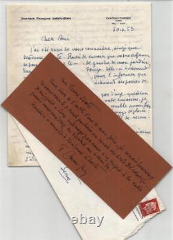 François Aman-Jean Lot de 2 lettres autographes signées à Pierre Lhoste 1963
