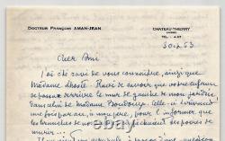 François Aman-Jean Lot de 2 lettres autographes signées à Pierre Lhoste 1963