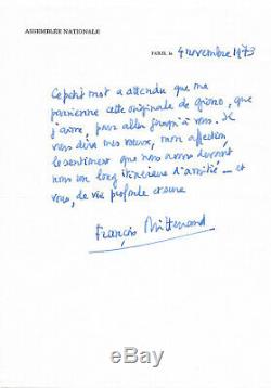 François MITTERRAND / Lettre autographe signée à Edmonde Charles-Roux