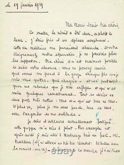 François MITTERRAND Lettre autographe signée à son amante. 19 Janvier 1939