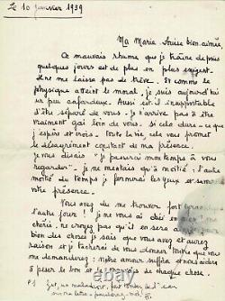 François MITTERRAND Longue lettre autographe signée à son amante. Janvier 1939