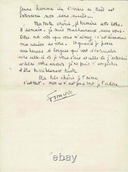 François MITTERRAND Longue lettre autographe signée à son amante. Janvier 1939