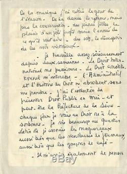 François MITTERRAND / Rare lettre autographe signée de jeunesse. 1938