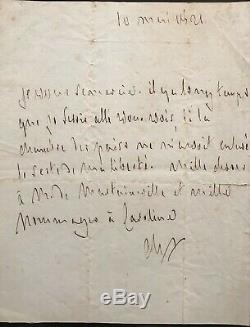 Francois Rene De Chateaubriand, Lettre Autographe Signee, 10 Mars 1821