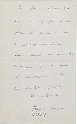 Françoise SAGAN Lettre autographe signée