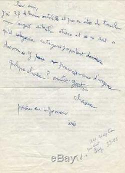 Gaston CHAISSAC Lettre autographe signée à Robert Michaud. 1964
