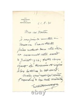 Gaston DOUMERGUE / 2 lettres autographes signées / Maîtresse / Elysée / Mariage