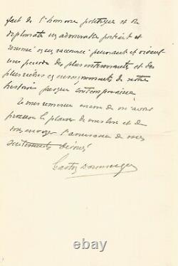 Gaston DOUMERGUE Lettre autographe signée à propos du monument LAMARTINE