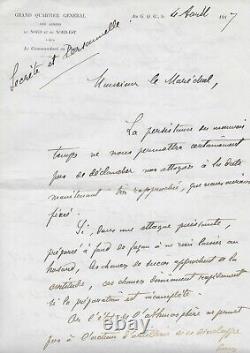 Général Robert NIVELLE Lettre autographe signée Première guerre mondiale