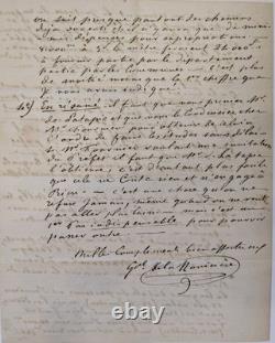 Général de la Moricière, Lettre autographe signée de Prouzel, près d'Amiens 1865