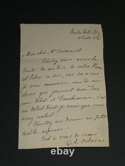 George Alexander Osborne LETTRE AUTOGRAPHE SIGNÉE piano Vidal et Franchomme