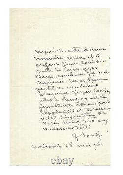 George SAND / Lettre autographe signée / 10 jours avant sa mort / 1876 / Théâtre