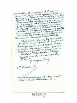 George SAND / Lettre autographe signée à Eugène DELACROIX / Art / Romantisme
