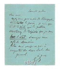 Georges CLEMENCEAU / Lettre autographe signée / Affaire Dreyfus / Procès Zola