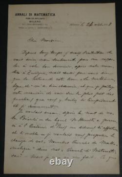 Giuseppe Jung Lettre autographe signée à Charles-Ange Laisant, Milano 1898