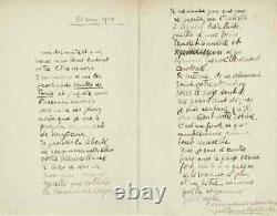 Guillaume APOLLINAIRE Lettre autographe signée La poésie en 1914