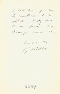 Gustave CAILLEBOTTE Lettre autographe signée à Claude Monet