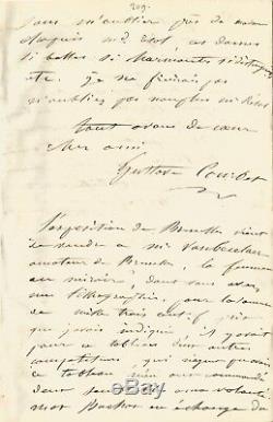 Gustave COURBET / Lettre autographe signée / Sur sa peinture et une exposition