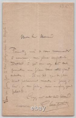 Gustave Charpentier Lettre autographe signée Recommandation musicien, Louise