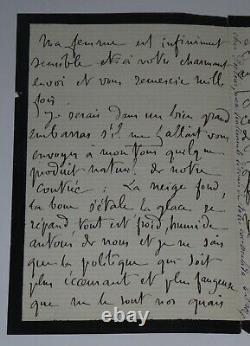 Gustave DROZ Lettre autographe signée Vos fleurs nous arrivent 4 pages 1880