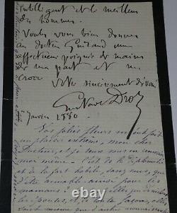 Gustave DROZ Lettre autographe signée Vos fleurs nous arrivent 4 pages 1880