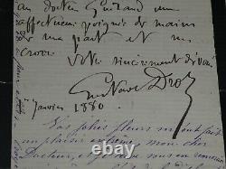 Gustave DROZ Lettre autographe signée Vos fleurs nous arrivent 4 pages 1880