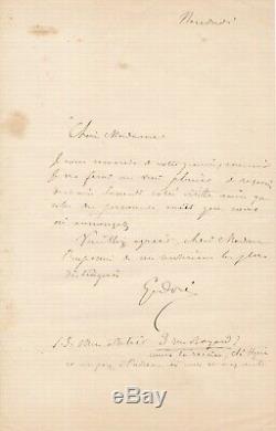 Gustave Doré peintre lettre autographe signée visite adresse atelier