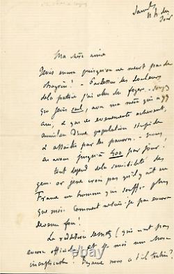 Gustave FLAUBERT Lettre autographe signée. Son désespoir et la guerre de 1870