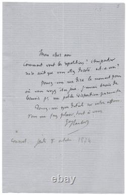 Gustave FLAUBERT / Lettre autographe signée / à Emile Zola / Théâtre / Paris