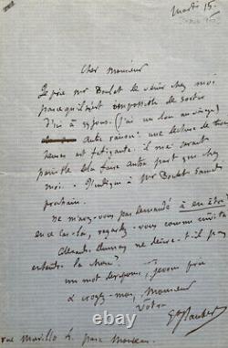 Gustave FLAUBERT, Lettre autographe signée à un monsieur, 1870. Alexandre Dumas