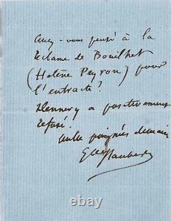 Gustave FLAUBERT Lettre autographe signée (inédite) sur le théâtre de BOUILHET
