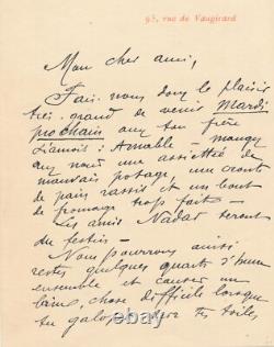 Gustave Fraipont 4 lettres autographes signées et 2 cartes Jambon Nadar humour