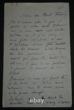 Gustave KAHN EXCEPTIONNELLE LETTRE AUTOGRAPHE SIGNÉE DE 16 PAGES A Paul FORT