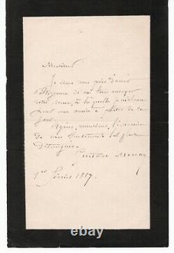 Gustave MOREAU Lettre autographe signée, 1er février 1887, 1 page in-8
