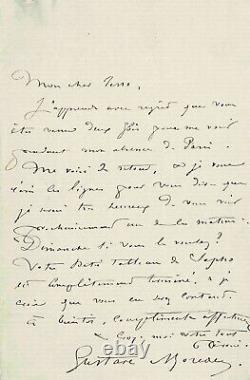 Gustave MOREAU Lettre autographe signée à propos de son tableau de SAPHO