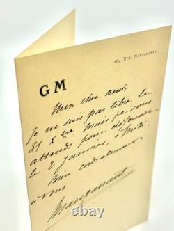 Guy de MAUPASSANT Lettre autographe signée Nouvelle année 1884 1889