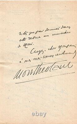 HENRY DE MONTHERLANT, Ecrivain, Lettre Autographe Signée