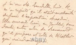 HUYSMANS Lettre autographe signée à Louise Desborde Renouard Whistler 1902