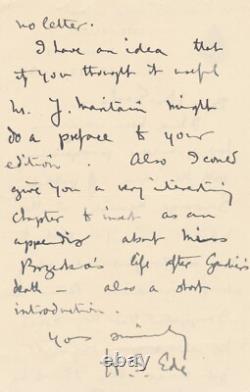 Harold Stanley EDE 2 lettres autographes signées à Maurice SACHS Gaudier Brzeska