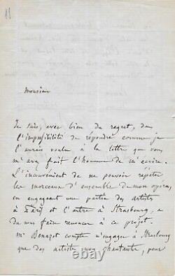 Hector BERLIOZ Lettre autographe signée musique classique romantisme