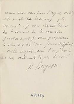 Henri BERGSON Lettre autographe signée