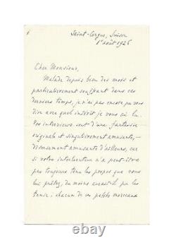 Henri BERGSON / Lettre autographe signée / Philosophie / Humour / Travaux / 1926