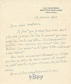 Henri BERGSON lettre autographe signée sonnet Boileau humour