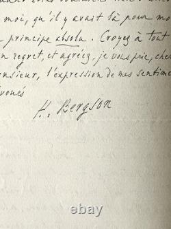 Henri Bergson 3 Lettres Autographes Signées
